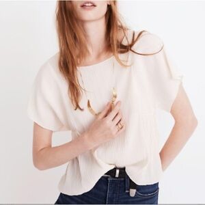 Madewell texture and thread micropleat flutter sleeve top m